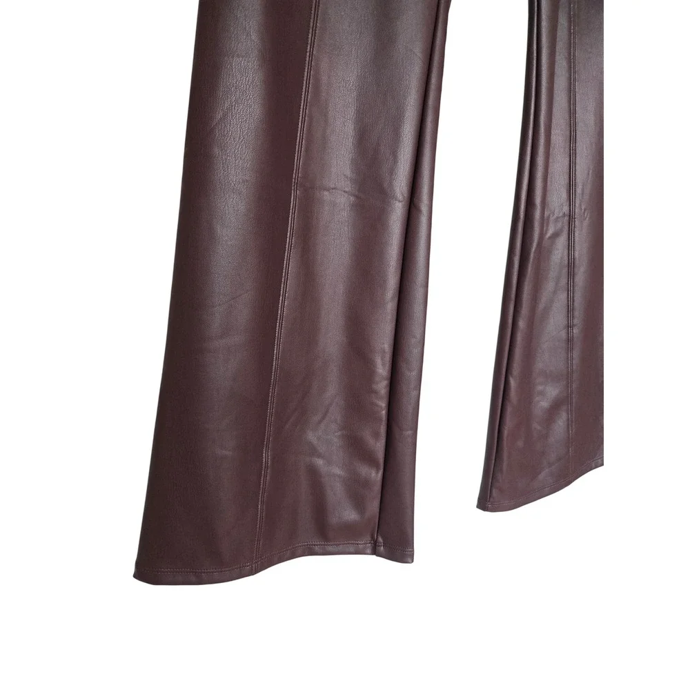 Victoria's Secret Burgundy Faux Leather Flare Pants L Y2K Office Siren 90s Chic